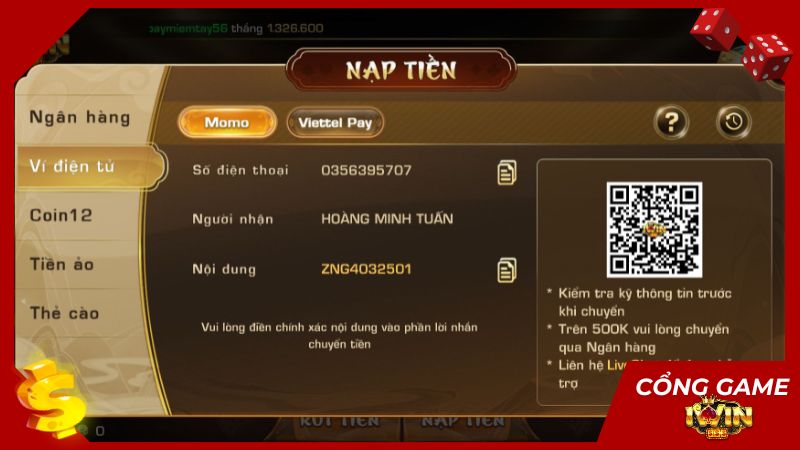 Quy trình nạp rút đơn giản và nhanh chóng tại IWIN